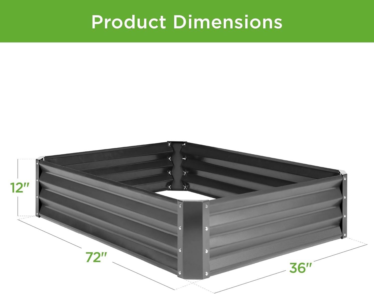 6X3X1Ft Outdoor Metal Raised Garden Bed Box Vegetable Planter for Vegetables, Flowers, Herbs, and Succulents - Dark Gray