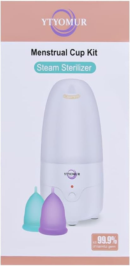 Menstrual Cup Steamer Sterilizer with 2 Reusable Menstrual Cups, Period Cups Cleaner Wash Kit