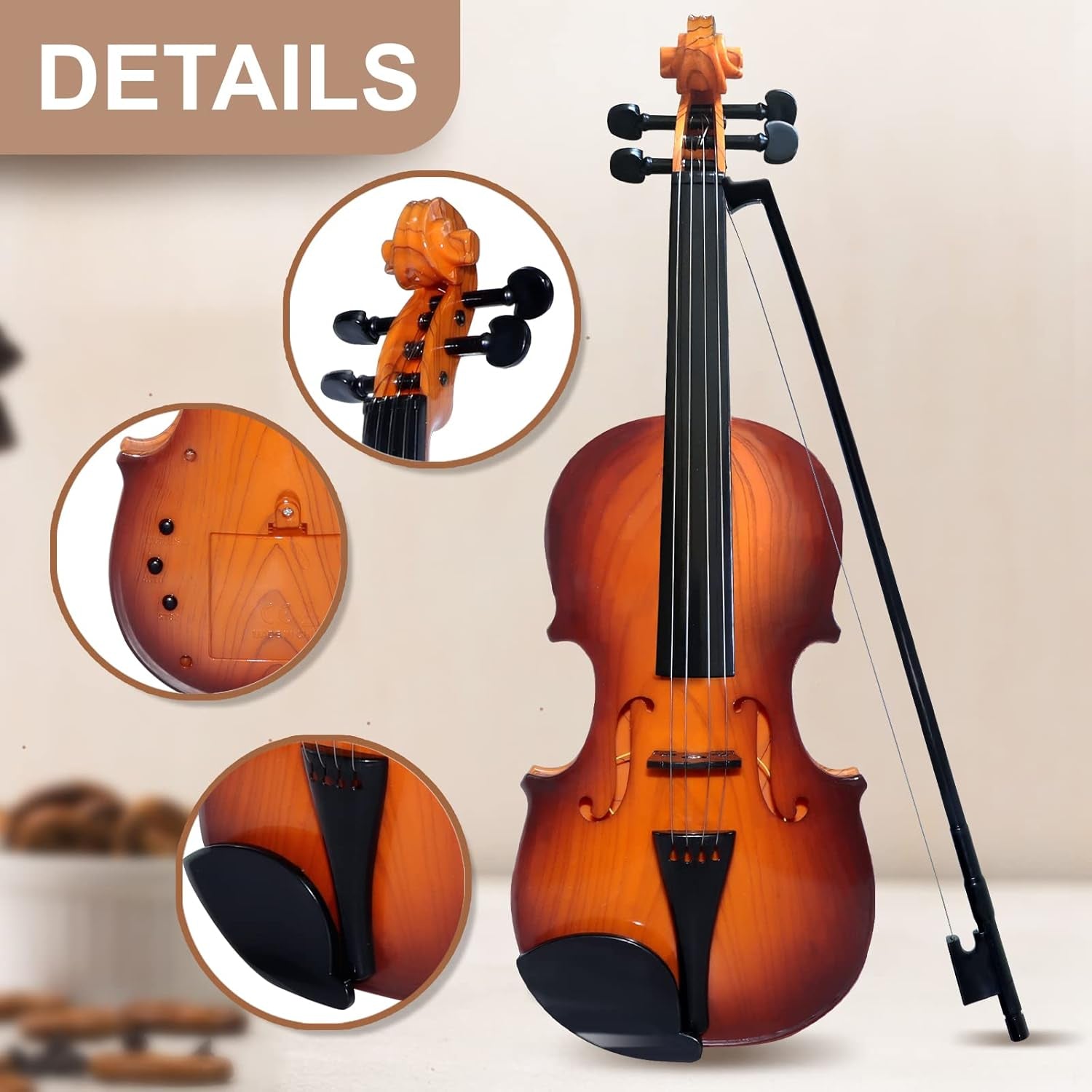 16 Inch Violin Toy for Kids, 4 Strings Violin Toys Musical Instruments for Children,Multifunctional Portable Electronic Instrument