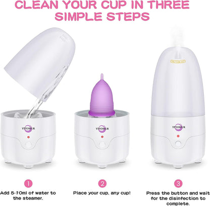 Menstrual Cup Steamer Sterilizer with 2 Reusable Menstrual Cups, Period Cups Cleaner Wash Kit