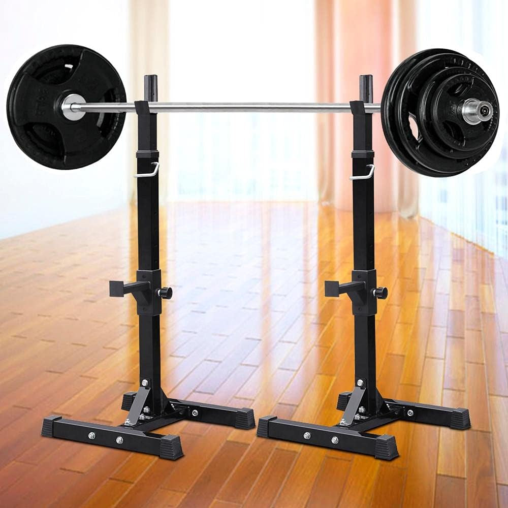 Pair of Adjustable Squat Rack Standard 44-70 Inch Barbell Rack Solid Steel Squat Stands Bench Press Rack Home Gym Portable Dumbbell Racks Stands