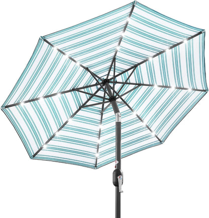 10Ft Solar Polyester LED Lighted Patio Umbrella W/Tilt Adjustment and Uv-Resistant Fabric - Tan