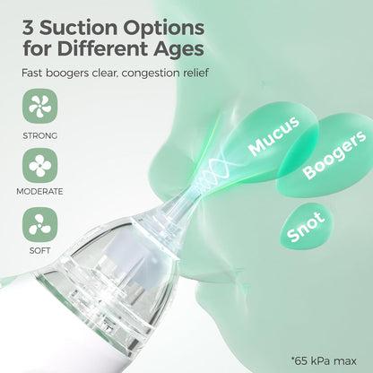 Baby Nasal Aspirator, 3 Suction Levels Electric Nasal Aspirator for Baby, Newborn and Toddler, Portable Baby Nose Aspirator with Light Soothing and Music