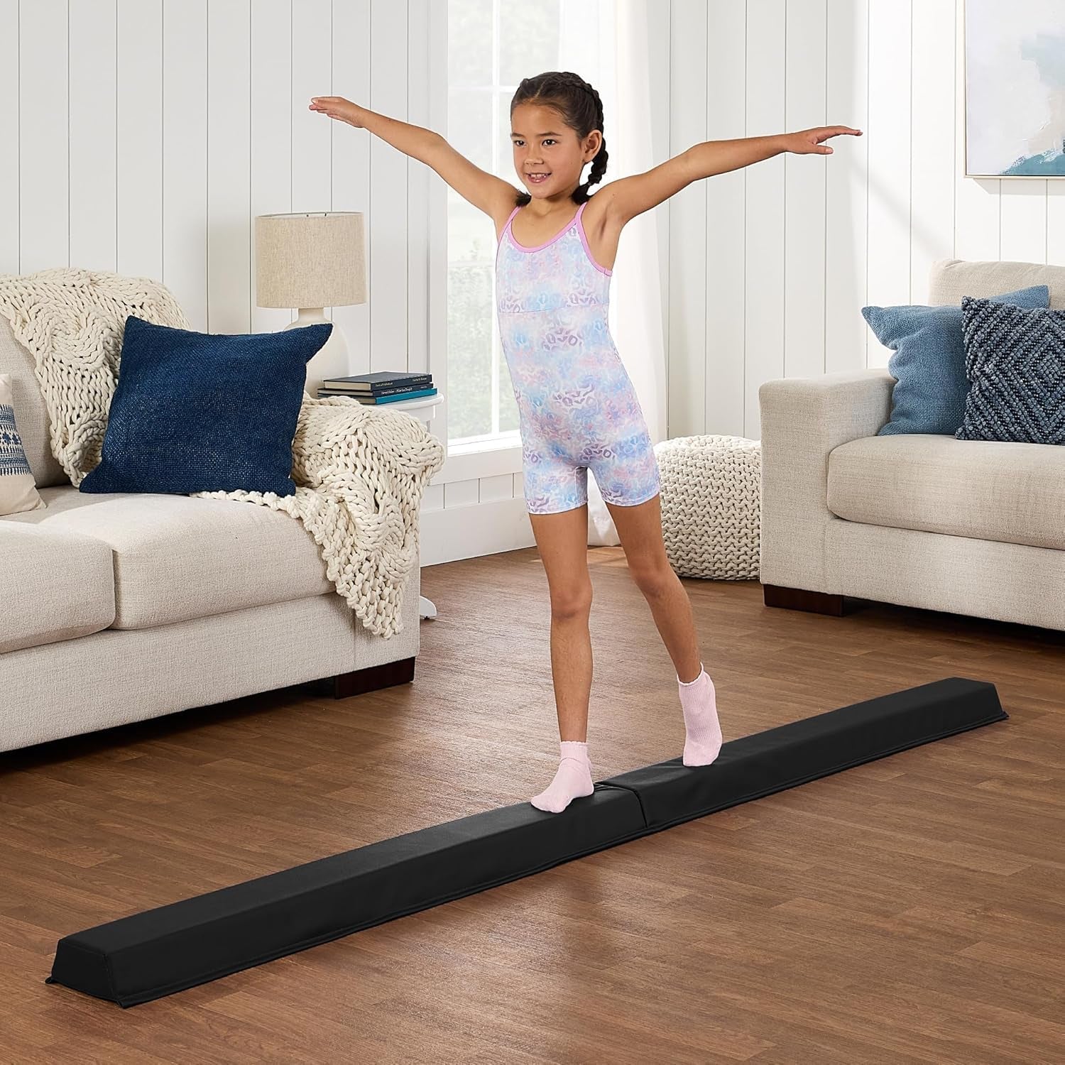 8Ft Folding Medium-Density Foam Floor Balance Beam for Gymnastic and Tumbling