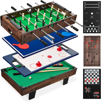 11-In-1 Kids Combo Game Table Set for Home, Game Room W/Ping Pong, Foosball, Table Hockey, Chess, Checkers, Shuffleboard, Bowling, 5 Accessory Bags