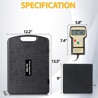 Refrigerant Scale Charging Recovery Freon Scale with Case 220 LBS High Precision Electronic Digital Recovery Weight Scale for HAVC