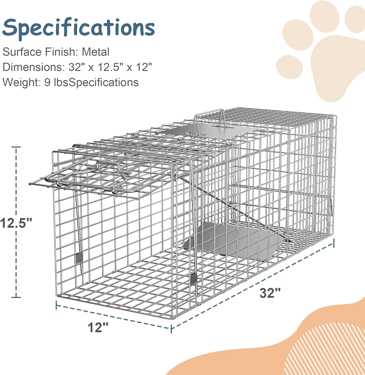 Multiple Sizes Live Animal Cage Trap w/Iron Door