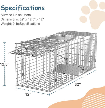 Multiple Sizes Live Animal Cage Trap w/Iron Door