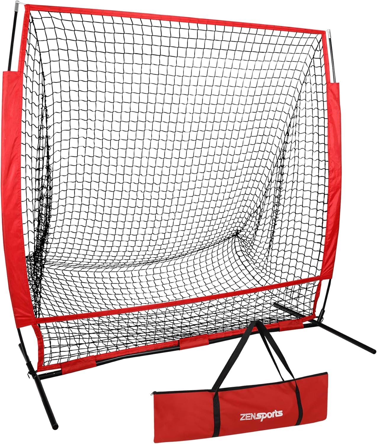 5×5 Baseball Softball Practice Net Hitting Catching Pitching Net + Batting Tee + Baseball Caddy Stand,Baseball Backstop Training Equipment Combo