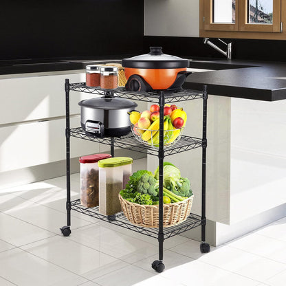 3-Shelf Heavy-Duty Shelving Storage Wire Rack with Casters