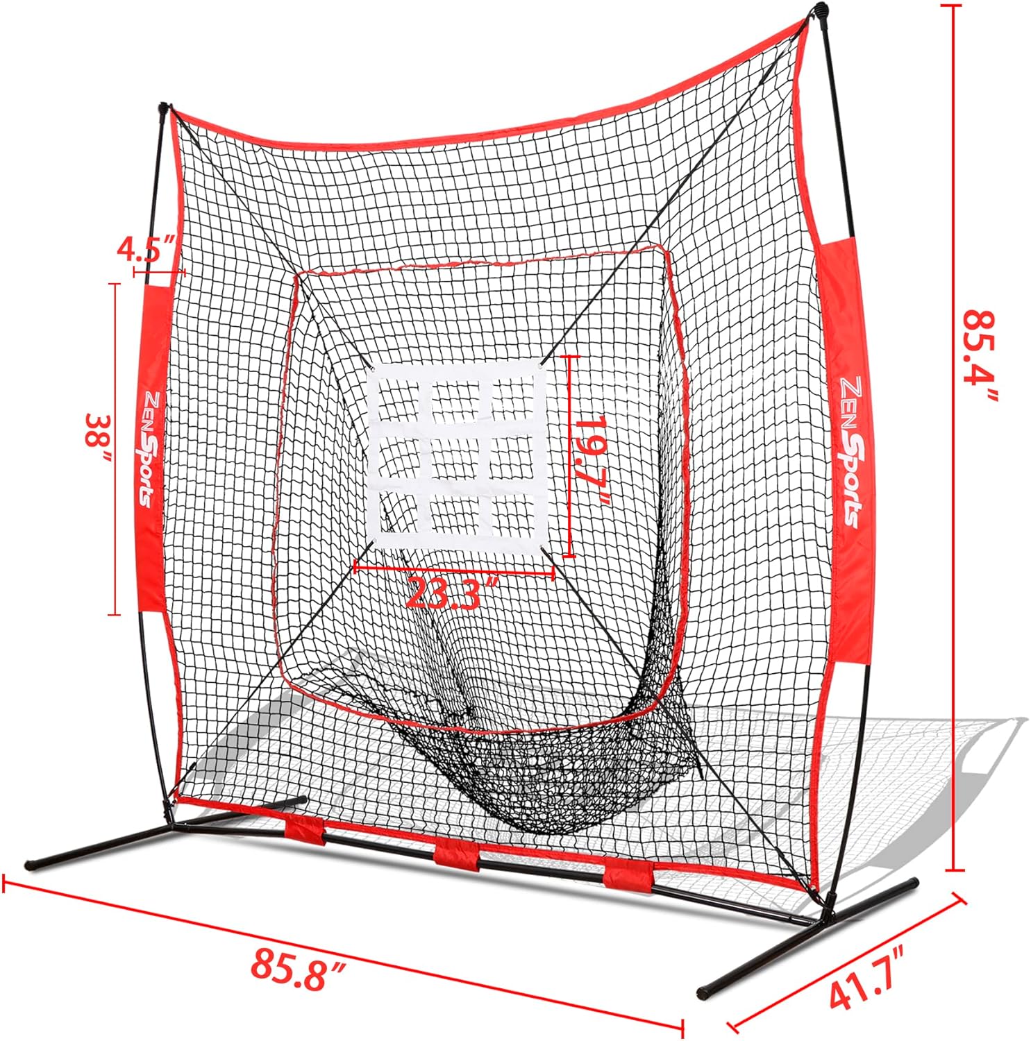 7x7 Baseball Softball Practice Hitting Net with Batting Tee Pratice Pitching Batting Fielding with Strike Zone Target and Carrying Bag