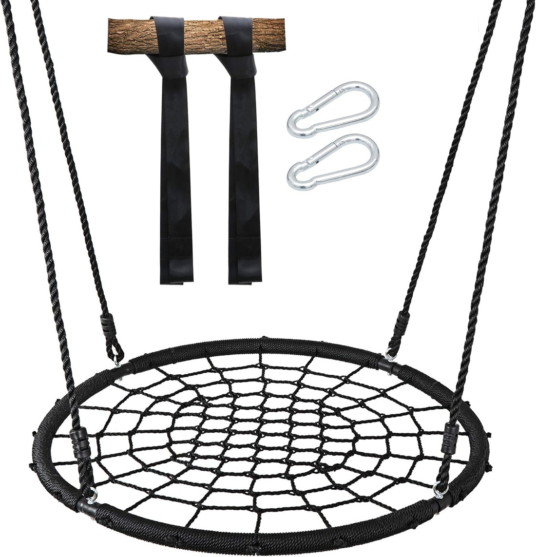 40 Inch Spider Web Swing Tree Swing for Kids Round Swing Platform for Outdoor  with Tree Straps and Adjustable Hanging Ropes