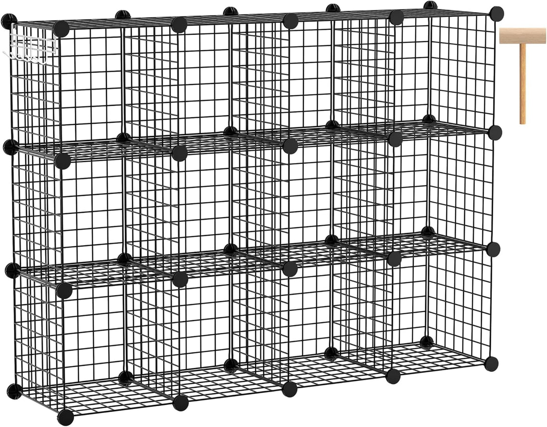 12-Cube Metal Wire Storage Organizer Shelves