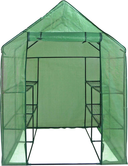 Portable Mini Walk-in Greenhouse with PE Cover and Roll-up Door