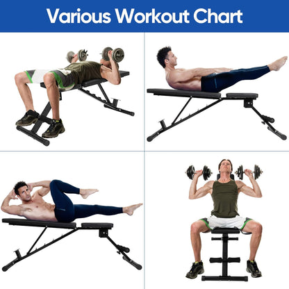 6 Backrest Positions Adjustable Exercise Bench Max Weight 700 LB