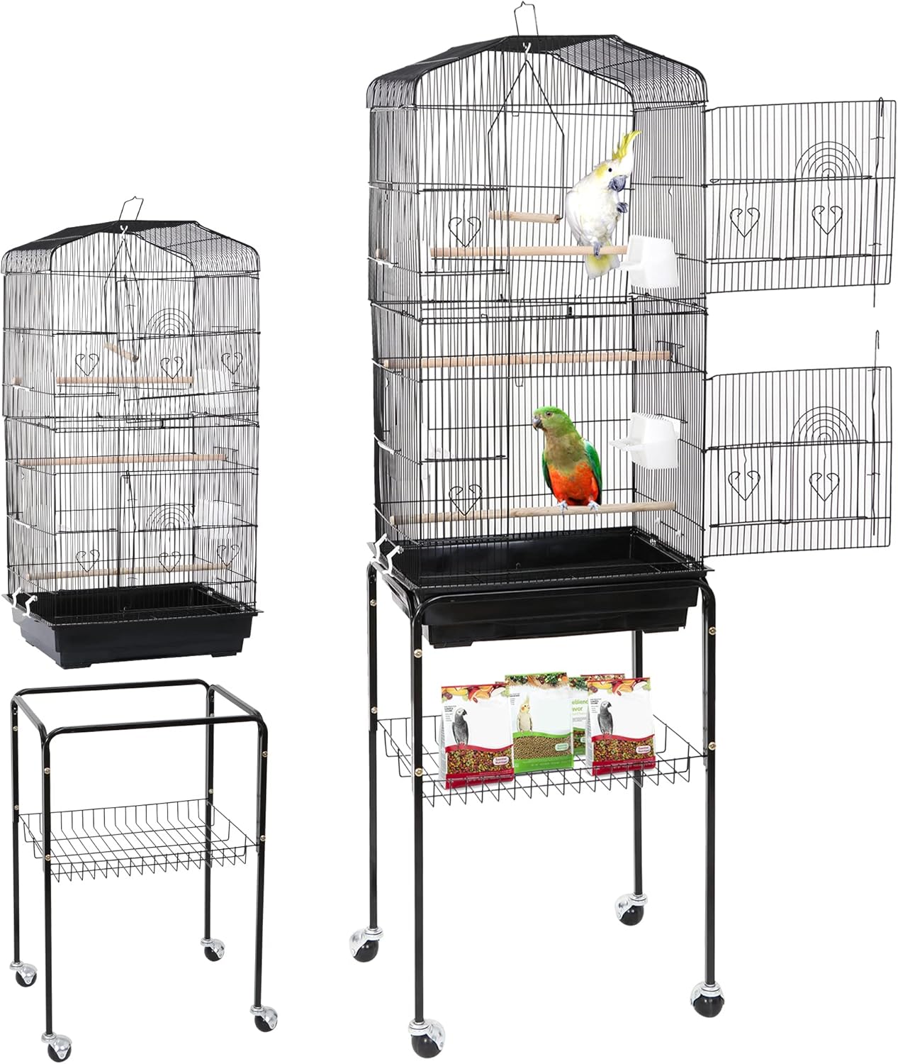 53-Inch Wrought Iron Standing Large with Rolling Stand Bird Flight Cage (Copy)