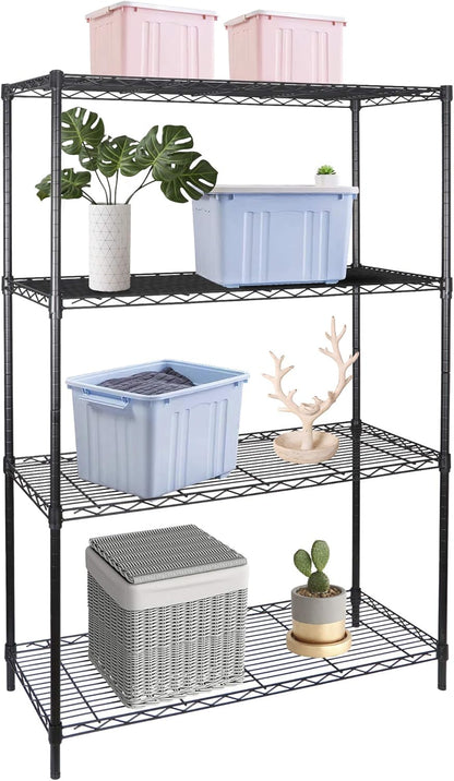 4-Shelf Adjustable Heavy-Duty Storage Rack with Leveling Feet for Kitchen Office Garage