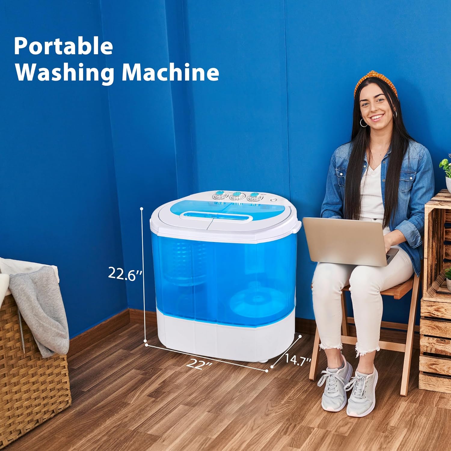 9.9lbs Lightweight Portable Mini Twin Tub Washing Machine