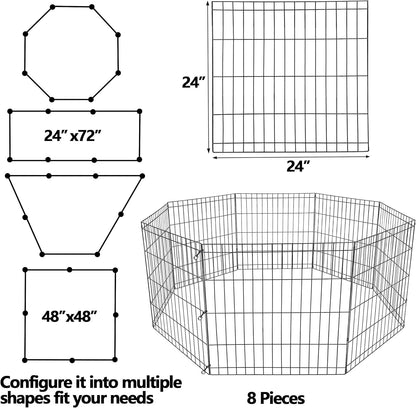 8 Panel Indoor Outdoor Metal Portable Folding Animal Exercise Dog Fence