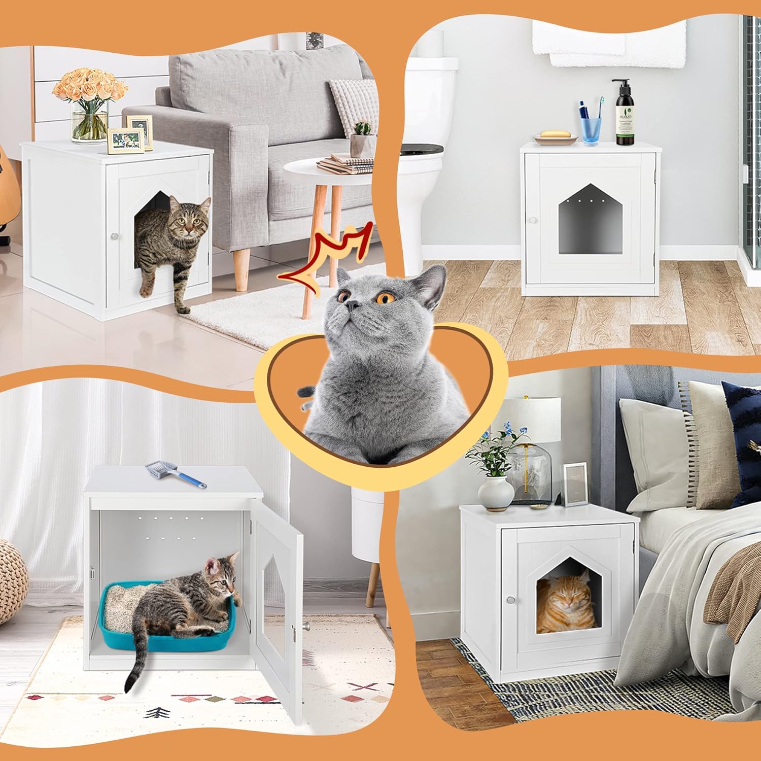 Pet Cat Litter Box Enclosure with Vent Holes