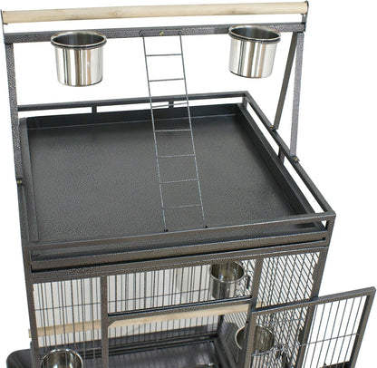 68-Inch Heavy-Duty Wrought Iron Bird Cage with Rolling Stand Birdcage