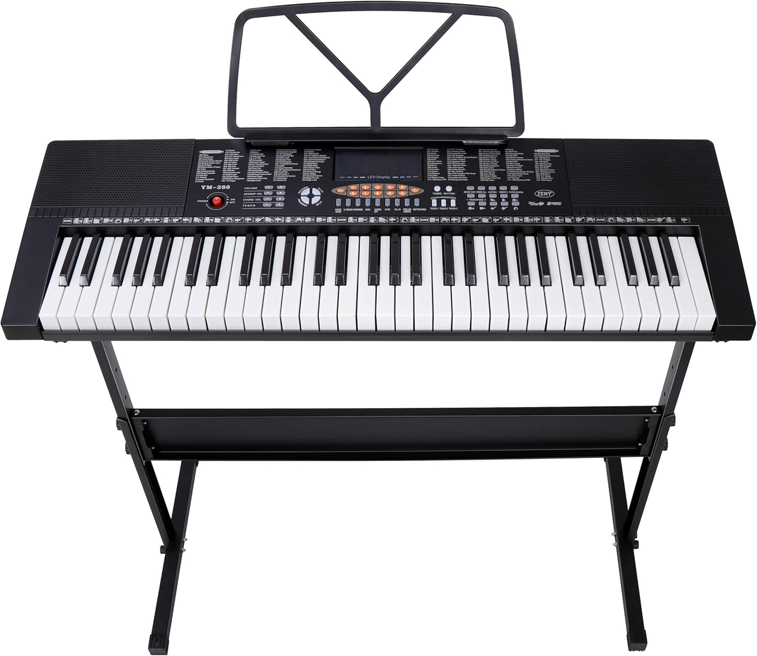 61-Key Portable Electric Keyboard Piano with Built In Speakers, LED Screen, Headphones, Microphone, Piano Stand, Music Sheet Stand and Stool