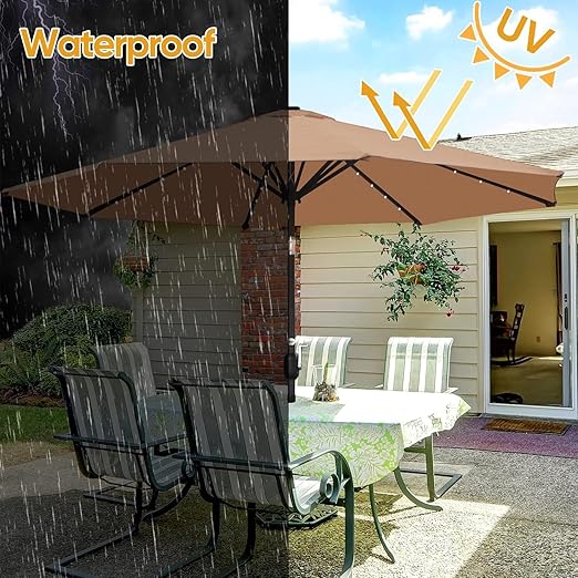 10ft Solar Outdoor Patio Umbrella