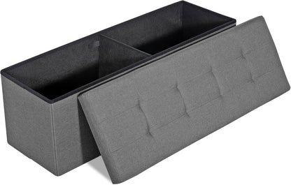 43.3 inches Folding Storage Ottoman Bench Storage Chest Footrest with Foam Padded Seat