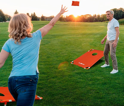 Portable PVC Framed Cornhole Set with 8 Bean Bags and Carry Bag 3x2-feet