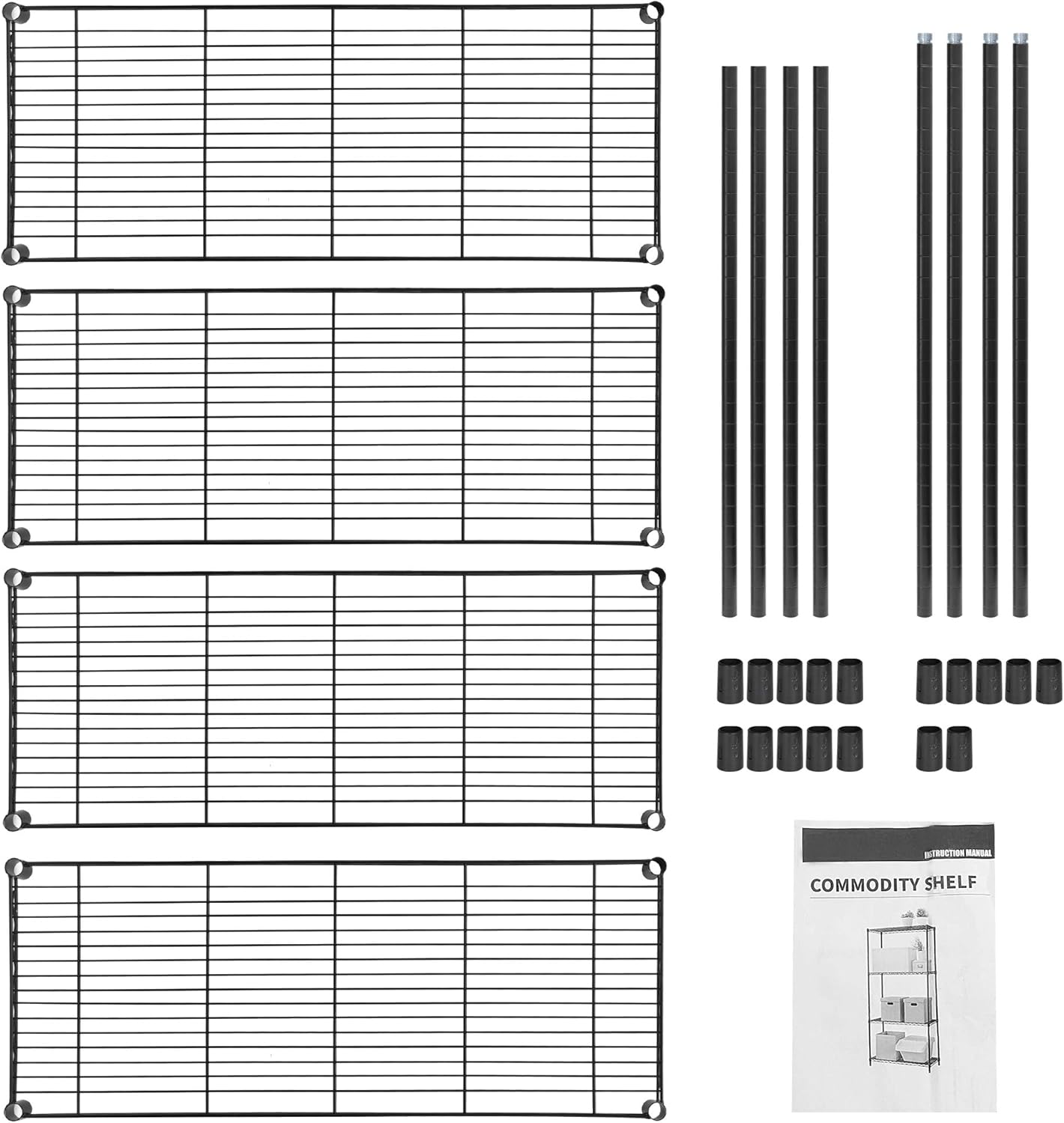 4-Shelf Adjustable Heavy-Duty Storage Rack with Leveling Feet for Kitchen Office Garage