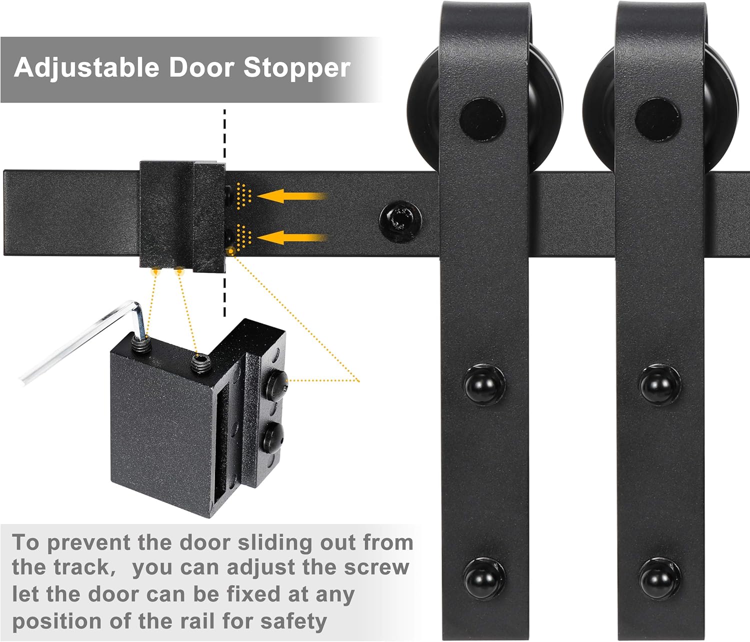 6.6/12FT Heavy Duty Sliding Barn Door Hardware Hangers and Track Kit Sliding Roller Set