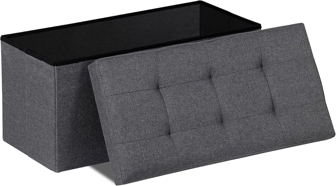 43.3 inches Folding Storage Ottoman Bench Storage Chest Footrest with Foam Padded Seat