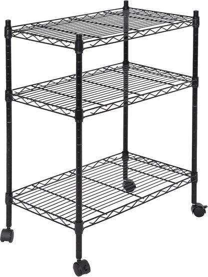 3-Shelf Heavy-Duty Shelving Storage Wire Rack with Casters