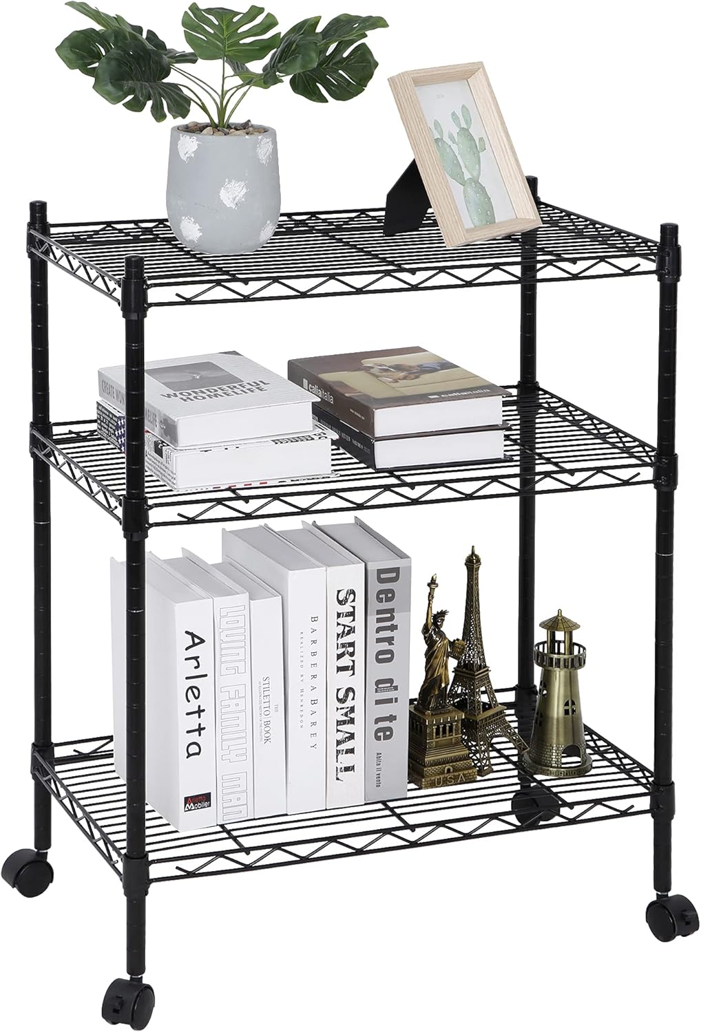 3-Shelf Heavy-Duty Shelving Storage Wire Rack with Casters