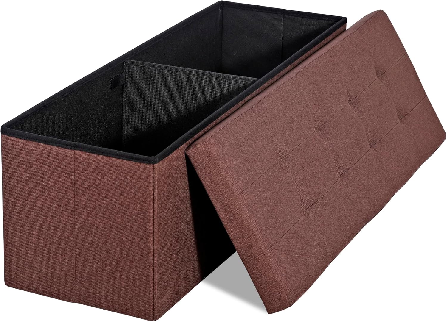 43.3 inches Folding Storage Ottoman Bench Storage Chest Footrest with Foam Padded Seat