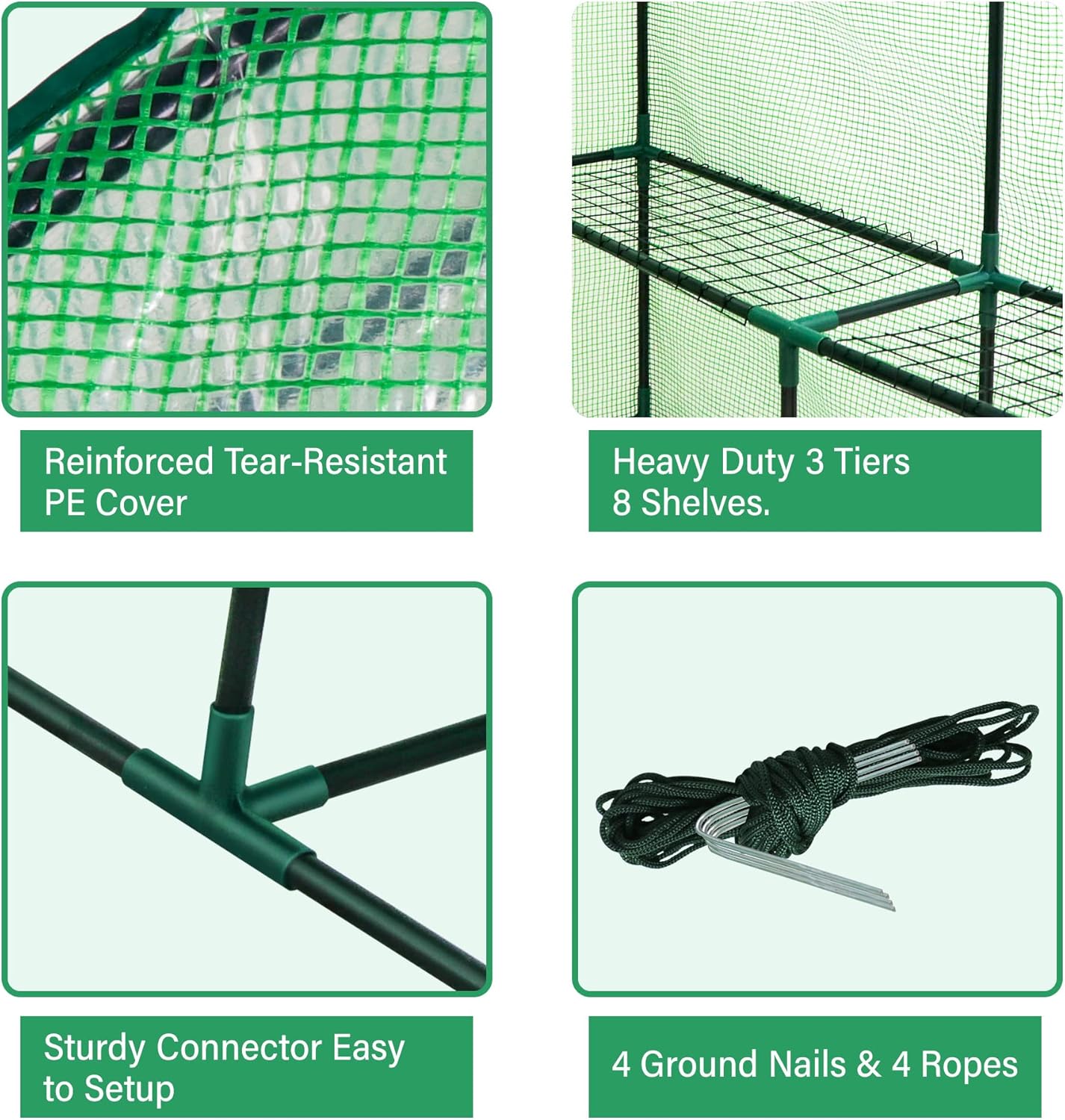 Portable Mini Walk-in Greenhouse with PE Cover and Roll-up Door