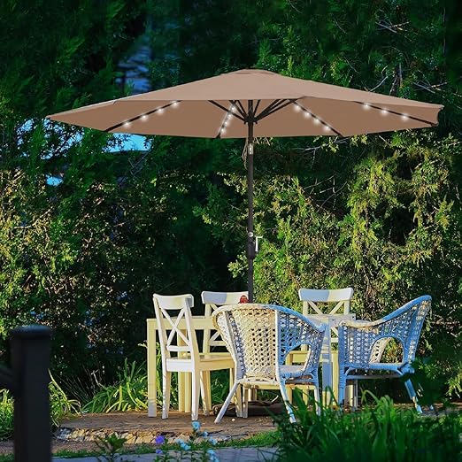 10ft Solar Outdoor Patio Umbrella