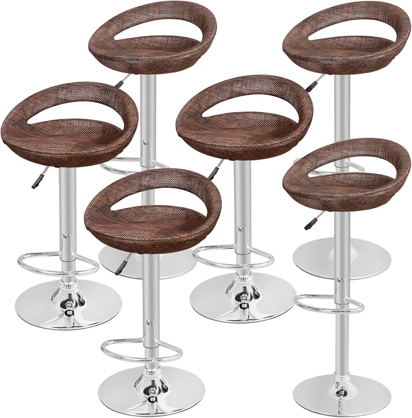 Set of 4 Adjustable Pub Swivel Bar Stools Chairs with Back