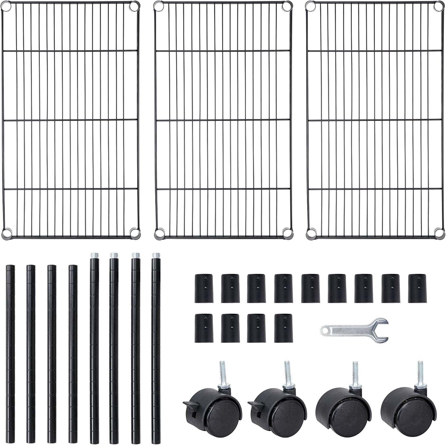 3-Shelf Heavy-Duty Shelving Storage Wire Rack with Casters