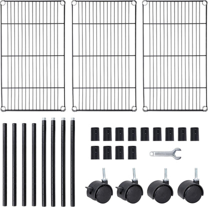 3-Shelf Heavy-Duty Shelving Storage Wire Rack with Casters