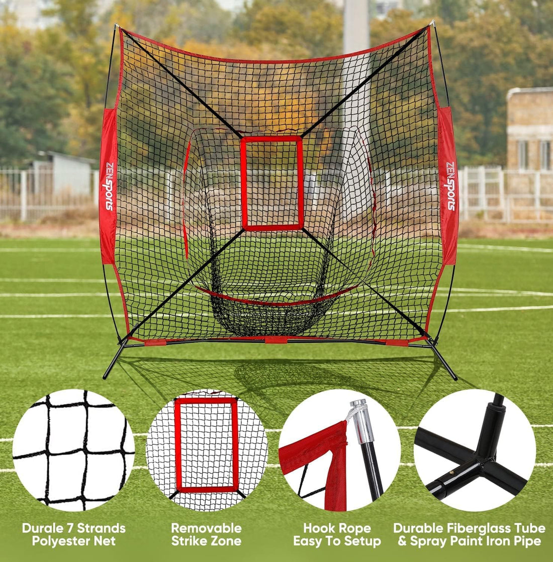 7x7 Hitting Net Baseball Backstop Practice Net Combo