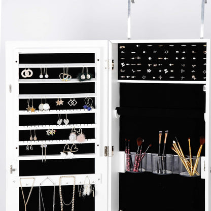 Wall Mounted Full Length Mirror with Jewelry Storage