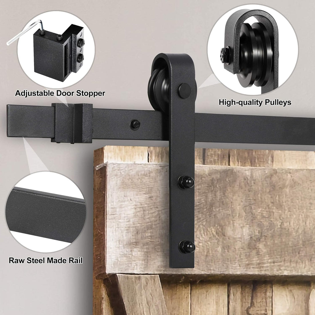 6.6/12FT Heavy Duty Sliding Barn Door Hardware Hangers and Track Kit Sliding Roller Set