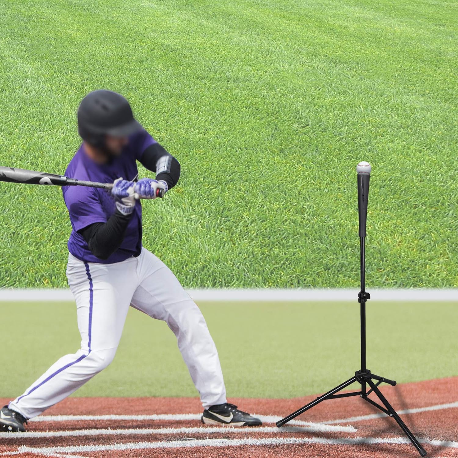 Height Adjustable Portable Baseball Batting Tee Stand with Rubber Topper for Hitting Drills