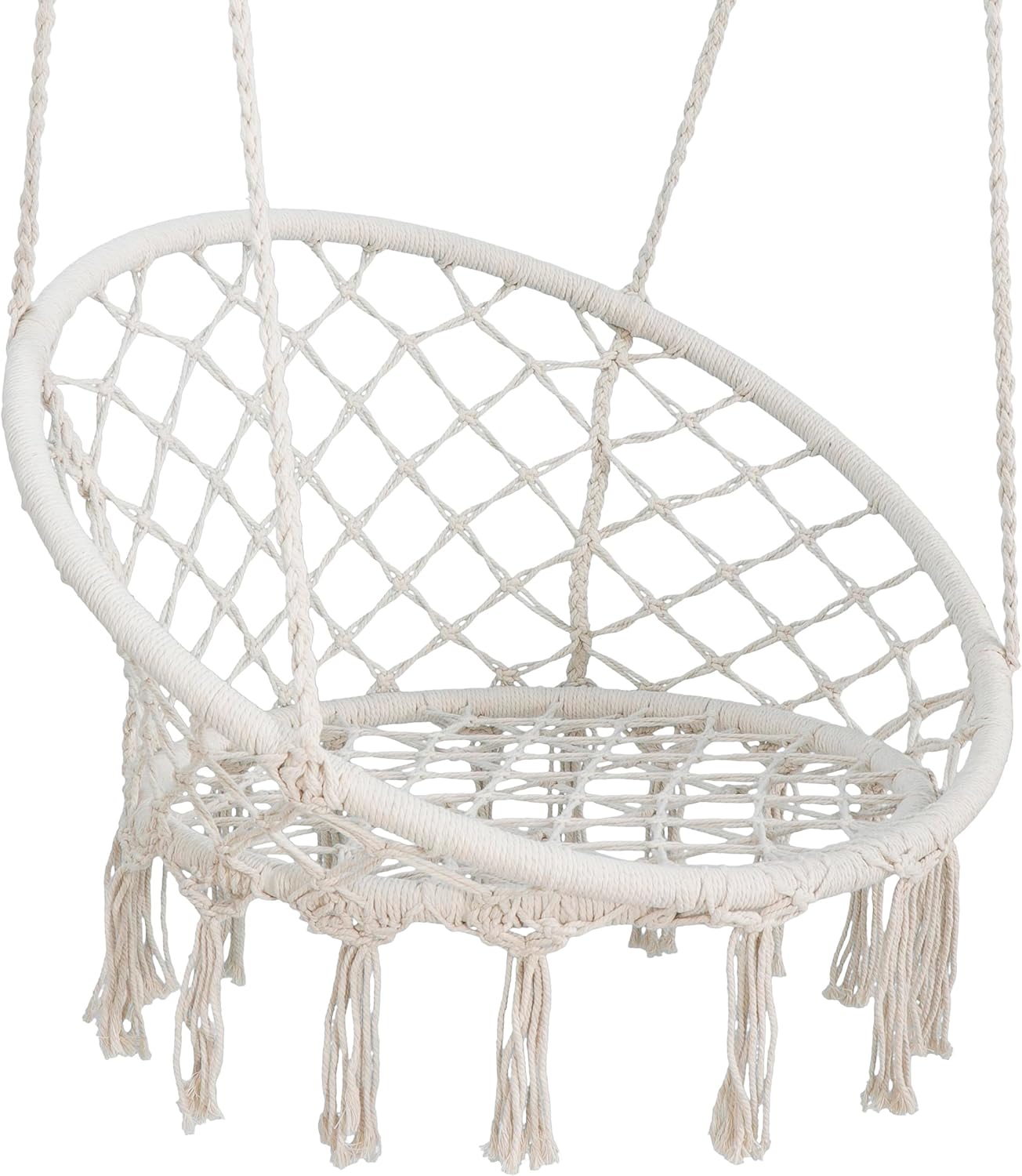 Hammock Swing Chair for Indoor Outdoor, Rope Swing Chairs with Macrame