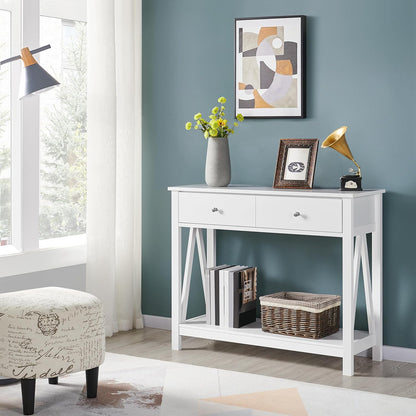 Console Table with Drawer &amp; Storage Shelves