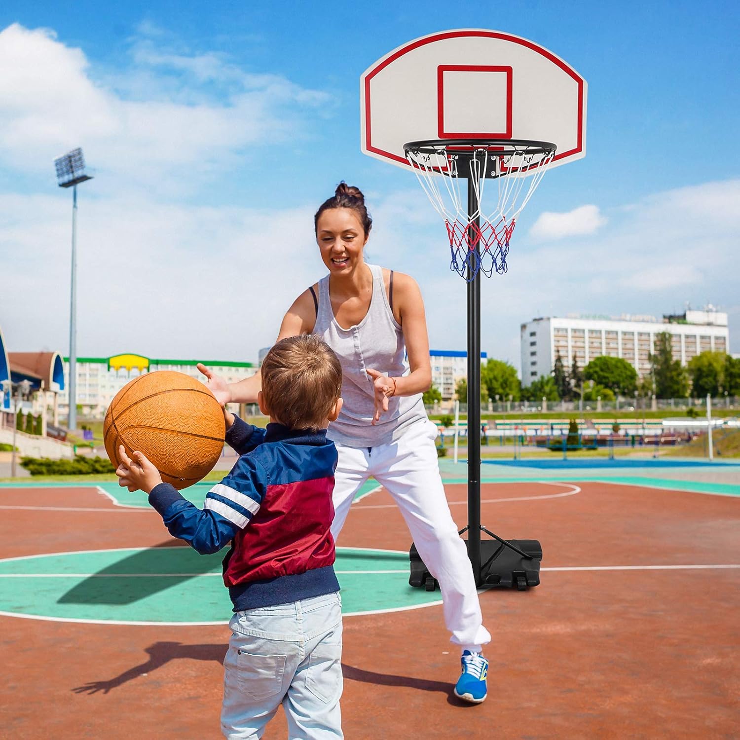 5.4-7FT Portable Basketball Hoops &amp; Goals Backboard and Stand