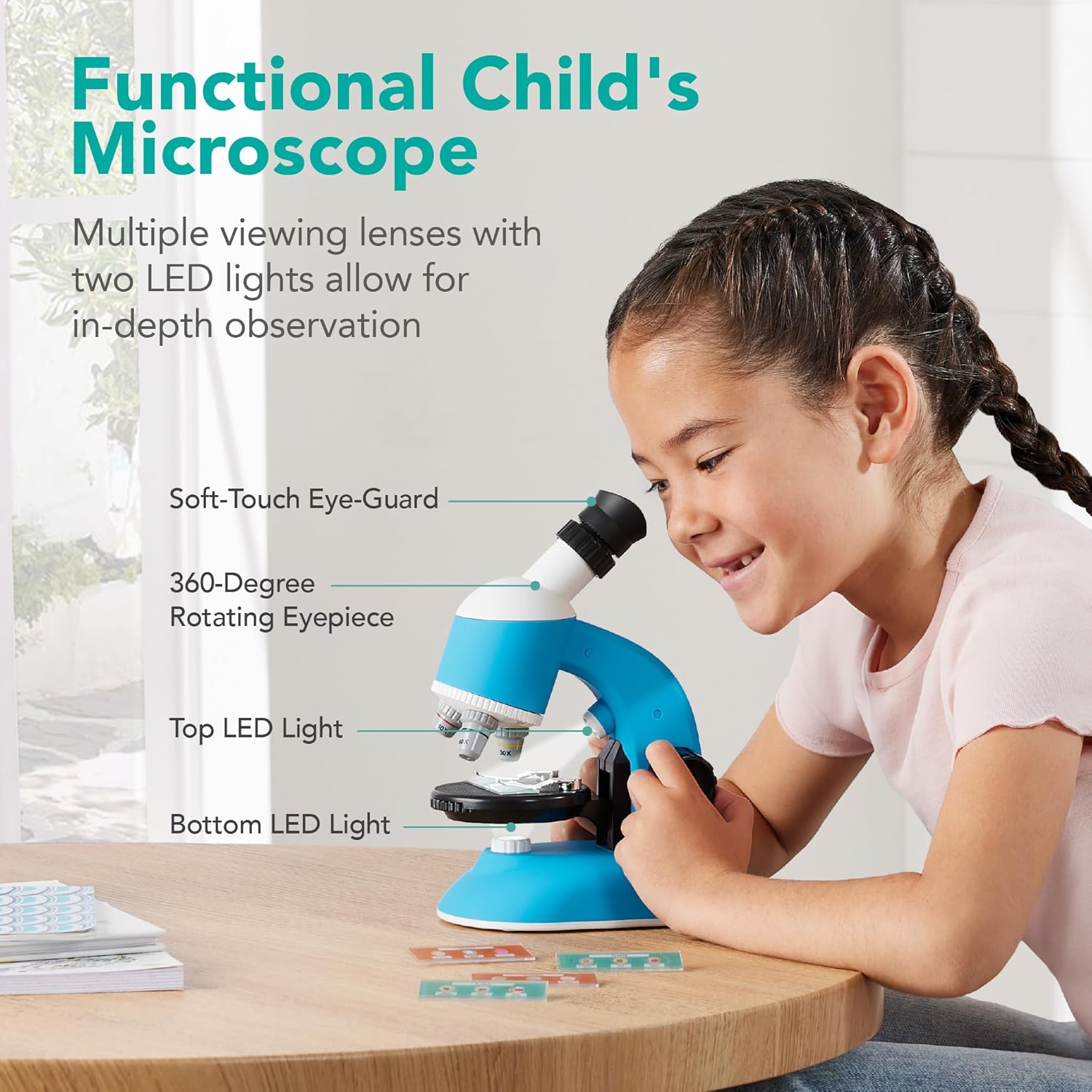 Kids Microscope STEM Learning Tool with Carrying Case