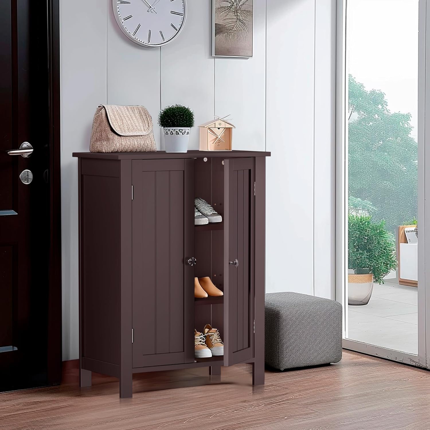 Modern Double Door Wooden Cabinet Storage for Home &amp; Office