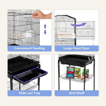 53-Inch Wrought Iron Standing Large with Rolling Stand Bird Flight Cage (Copy)